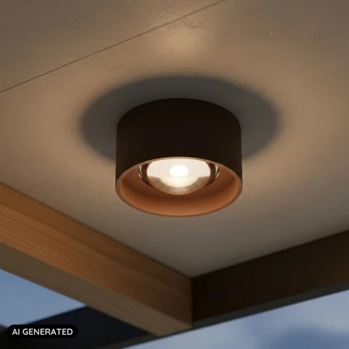 Lucide LENZ - Spot plafond Intérieur/Extérieur - Ø 11 cm - LED - 1x8W 2700K - IP54 - Rouille - Essential - AI 2